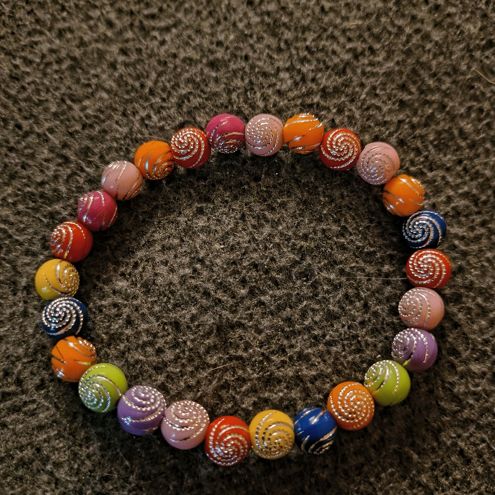 Vibrant Pink and Orange Beaded Bracelet
